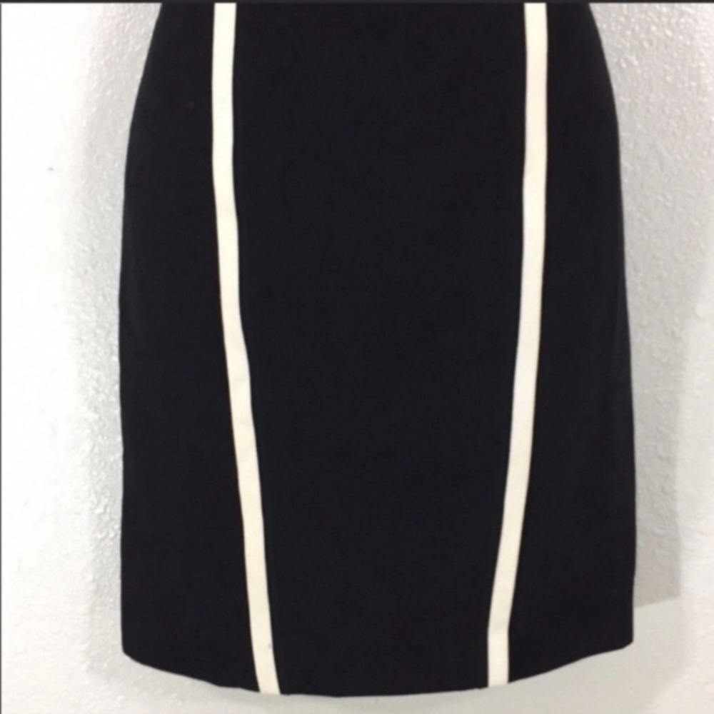 Calvin Klein black white frame trim sleeveless sheath dress 4 - Picture 4 of 9